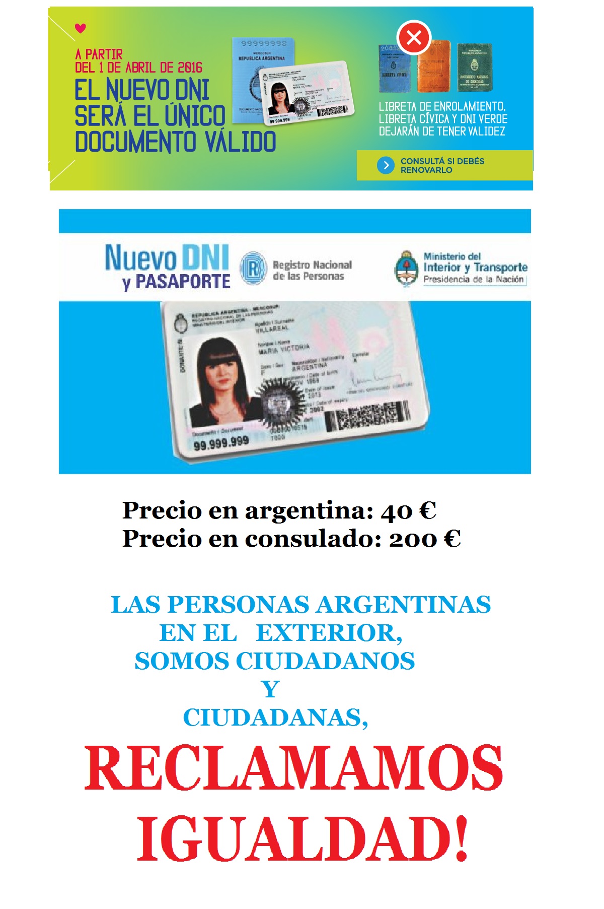 CAMAPAA PASAPORTES Y DNI PRECIOS POR LA IGUALDAD DE LA CIUDADANA ARGENTINA